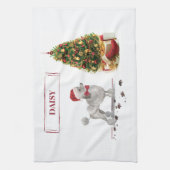 Gray Poodle Funny Christmas Dog mit Baum Geschirrtuch (Vertikal)