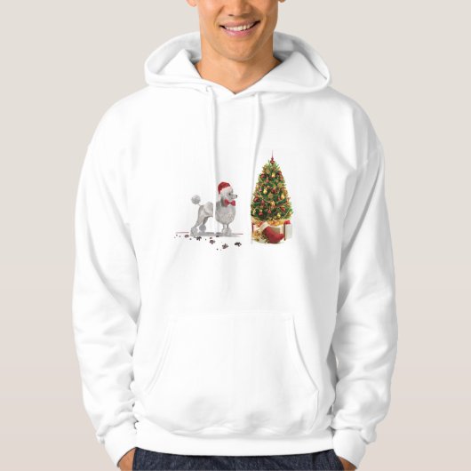 Gray Poodle Funny Christmas Dog mit Baum Hoodie (Vorderseite)
