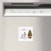 Gray Poodle Funny Christmas Dog mit Baum Magnet (In Situ (Geschirrspüler))