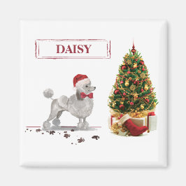 Gray Poodle Funny Christmas Dog mit Baum Magnet