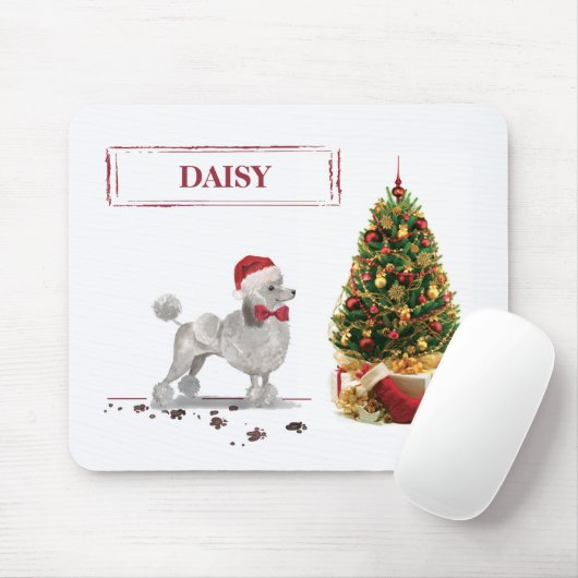 Gray Poodle Funny Christmas Dog mit Baum Mousepad (Mit Mouse)