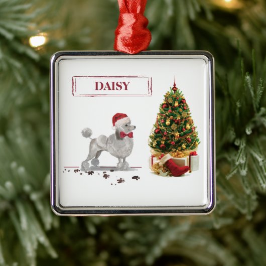 Gray Poodle Funny Christmas Dog mit Baum Ornament Aus Metall (Baum)