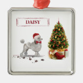 Gray Poodle Funny Christmas Dog mit Baum Ornament Aus Metall (Vorne)
