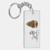 Gray Poodle Funny Christmas Dog mit Baum Schlüsselanhänger (Vorderseite links)