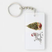 Gray Poodle Funny Christmas Dog mit Baum Schlüsselanhänger (Vorderseite)