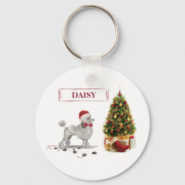 Gray Poodle Funny Christmas Dog mit Baum Schlüsselanhänger