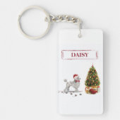 Gray Poodle Funny Christmas Dog mit Baum Schlüsselanhänger (Vorderseite)