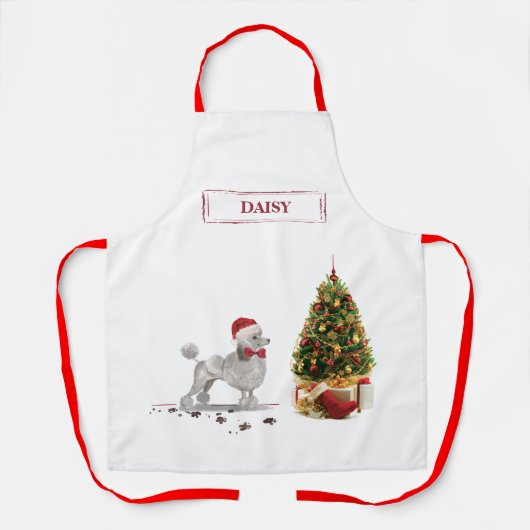 Gray Poodle Funny Christmas Dog mit Baum Schürze (Vorderseite)