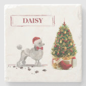 Gray Poodle Funny Christmas Dog mit Baum Steinuntersetzer (Vorderseite)