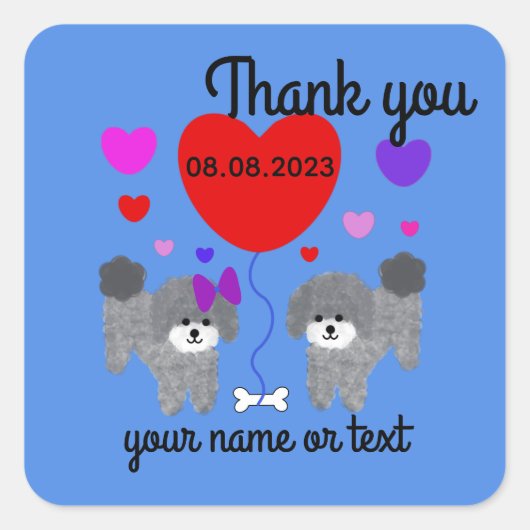 Gray Poodle Valentine #1-2 Stickers (Vorderseite)