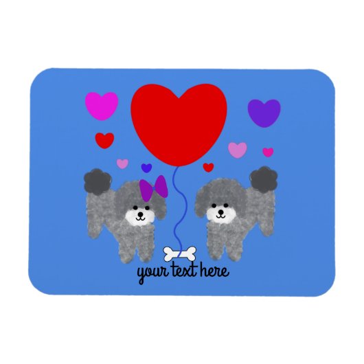 Gray Poodle Valentine #1 Magnet (Horizontal)
