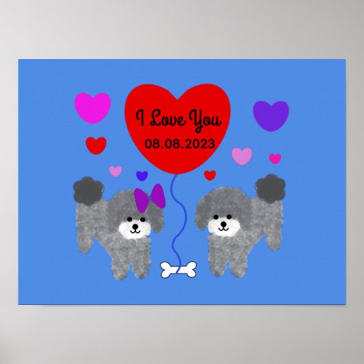 Gray Poodle Valentine #1 Poster (Vorne)