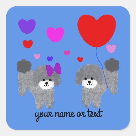 Gray Poodle Valentine #2-3 Stickers (Vorderseite)