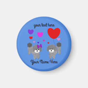 Gray Poodle Valentine #2 Round Magnet