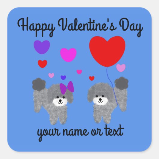 Gray Poodle Valentine #2 Stickers (Vorderseite)