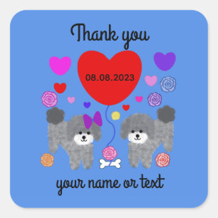 Gray Poodle Valentine #3-2 Stickers