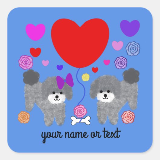 Gray Poodle Valentine #3-3 Stickers (Vorderseite)