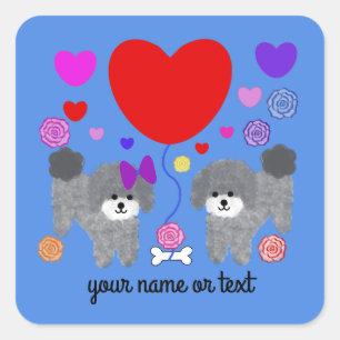 Gray Poodle Valentine #3-3 Stickers