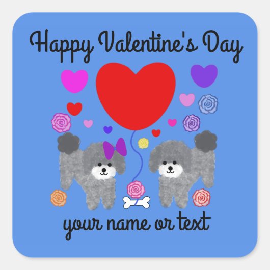 Gray Poodle Valentine #3 Stickers (Vorderseite)