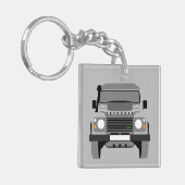 Gray Pop Art Classic Land Rover Car Schlüsselanhänger (Vorderseite links)