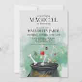 Gray Potions & Zaubers Hexen Cauldron Halloween Einladung (Vorderseite)
