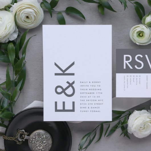 Gray Premium Ultimate Modern Monogram Bold Fun Einladung