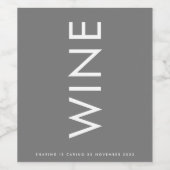 Gray Premium Ultimate Modern Monogram Bold Fun Weinetikett (Einzelnes Label)