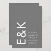 Gray Premium Ultimate Modern Monogram Fun Wedding Einladung (Vorne/Hinten)