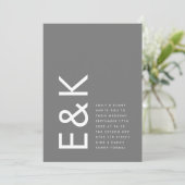 Gray Premium Ultimate Modern Monogram Fun Wedding Einladung (Stehend Vorderseite)