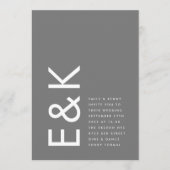 Gray Premium Ultimate Modern Monogram Fun Wedding Einladung (Vorderseite)