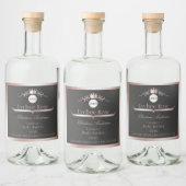 Gray Product Label Rose Gold Frame Logo Monogram Alkoholflaschenetikett (Flaschen)