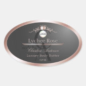 Gray Product Label Rose Gold Frame Logo Monogram Ovaler Aufkleber (Vorderseite)