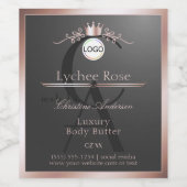 Gray Product Label Rose Gold Frame Logo Monogram Weinetikett (Einzelnes Label)