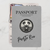 Gray Puerto Rico Passport Save The Date (Vorne/Hinten)