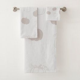 Gray Pumpkin Herbstszenario Muster Badhandtuch Set