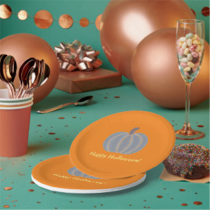 Gray Pumpkin Orange Lights, glückliche Halloween-T Pappteller