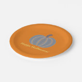 Gray Pumpkin Orange Lights, glückliche Halloween-T Pappteller (Schrägansicht)