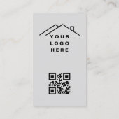 Gray QR Code Real Estate Agent Photo Logo Visitenkarte (Rückseite)