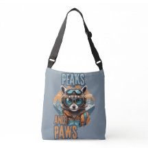 Gray Raccoon and Peaks Illustration