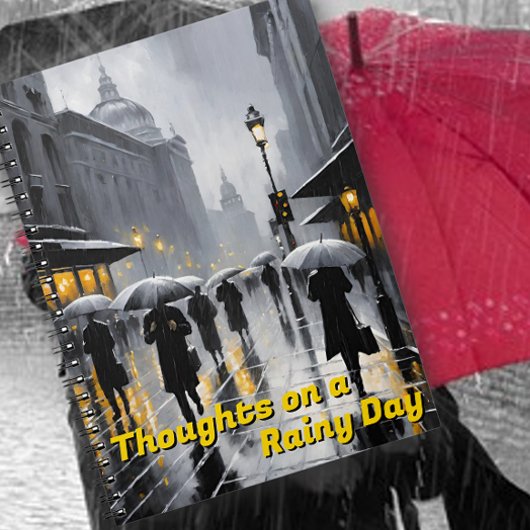 Gray Rainy City Street Scene Notizblock