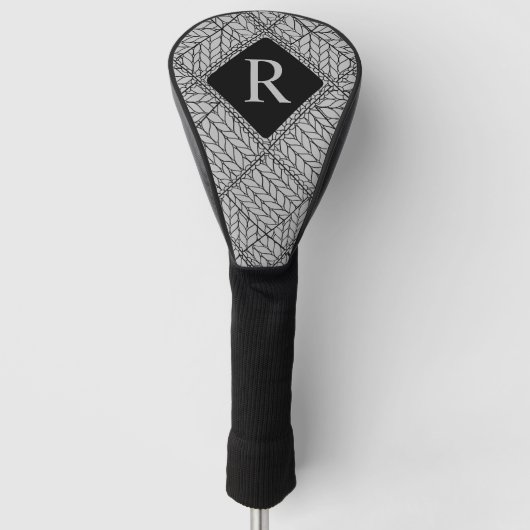 GRAY RAUTE STRICK Golf Driver Cover + Initial II Headcover (Vorderseite)