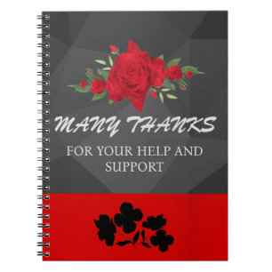 Gray Red Floral Abstrakt Elegante Modernes Niedlic Notizblock