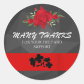 Gray Red Floral Gradient Modernes Niedliches Runder Aufkleber (Vorderseite)