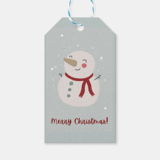 Gray Red Illustrative Snowman Weihnachtsgeschenk T Geschenkanhänger