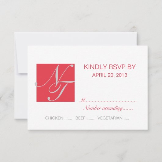 GRAY RED INITIALS INTERTWINED WEDD RSVP (Rückseite)