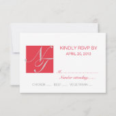 GRAY RED INITIALS INTERTWINED WEDD RSVP KARTE (Rückseite)