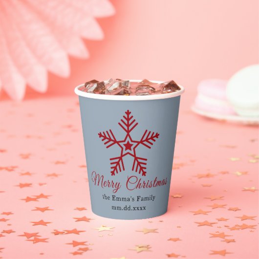 Gray Red Minimal Merry Christmas Party Cup Pappbecher (Insitu)