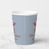 Gray Red Minimal Merry Christmas Party Cup Pappbecher (Rechts)