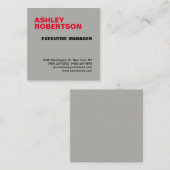 Gray Red Modern Berufliches Minimalistisches Elega Quadratische Visitenkarte (Vorne/Hinten)