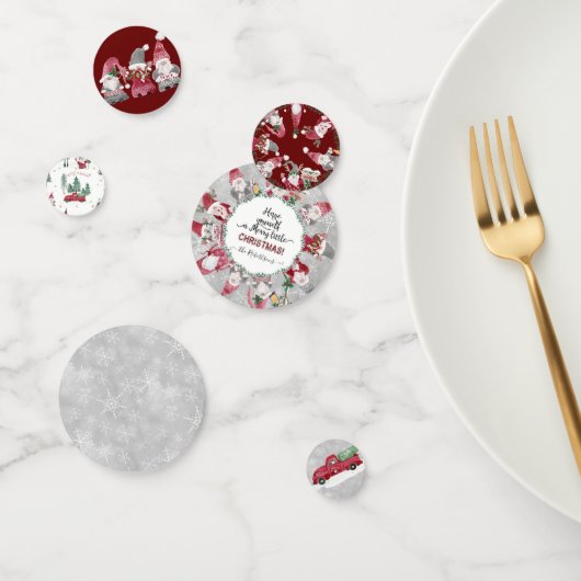 Gray Red Truck Gnomes Merry Little Christmas Party Konfetti (Gruppe)
